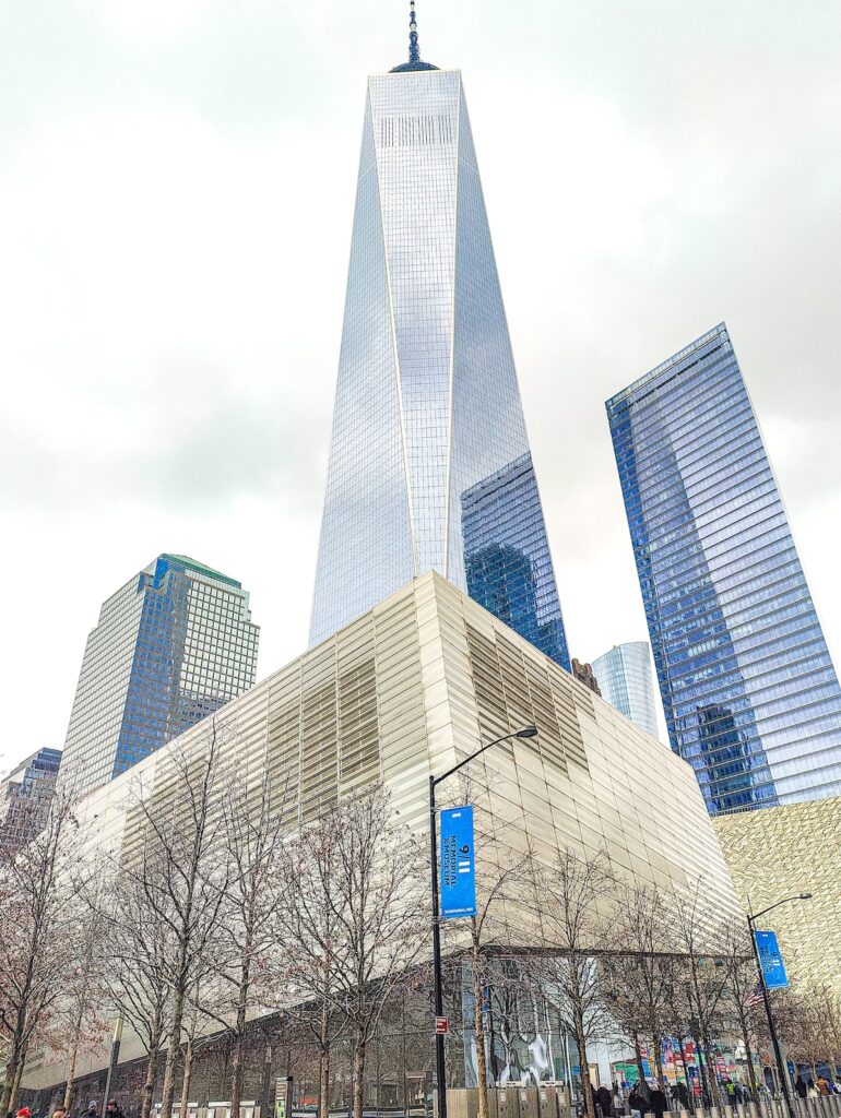 View of the exterior of the World Trace Center on an overcast day in NYC. 